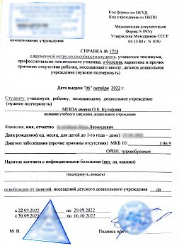 Справка для учебы