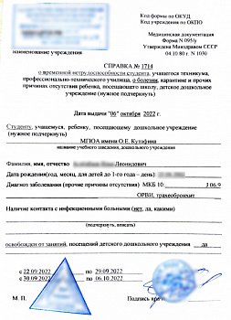 Справка в колледж